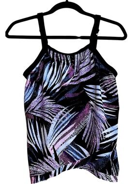 Swim Solutions Crossover Underwire Tankini Top NWT Palm Tropical Size 8